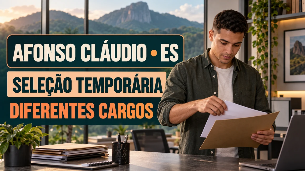 Capa ilustrativa: AFONSO CLÁUDIO • ES. SELEÇÃO TEMPORÁRIA. DIFERENTES CARGOS