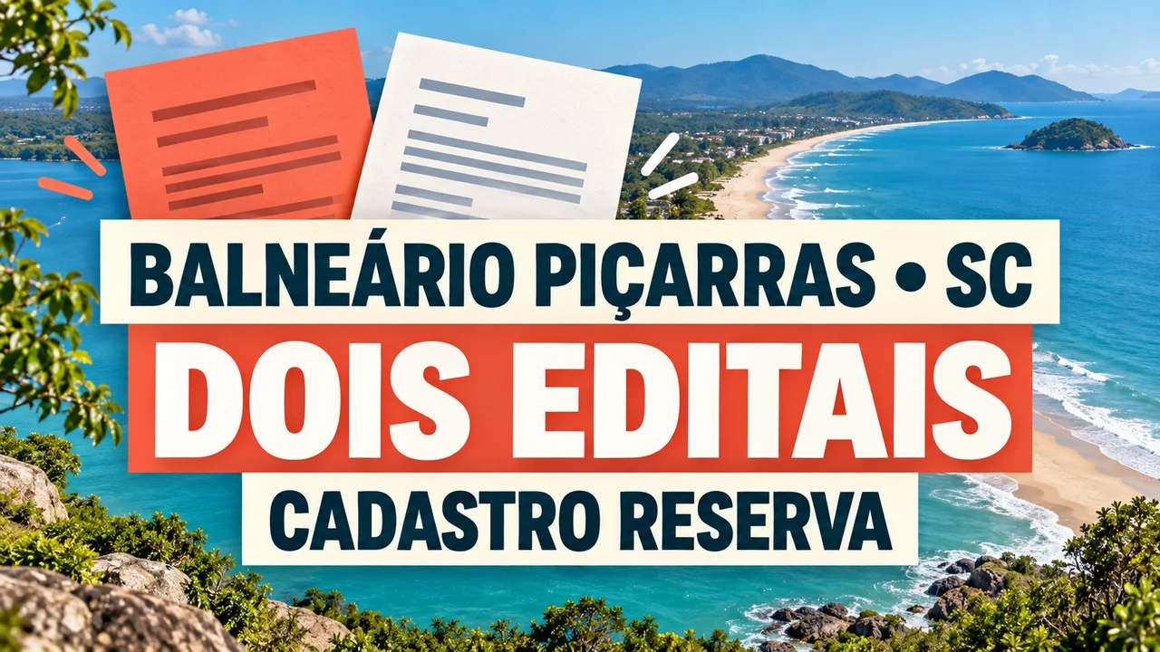 Capa ilustrativa: BALNEÁRIO PIÇARRAS • SC. DOIS EDITAIS. CADASTRO RESERVA