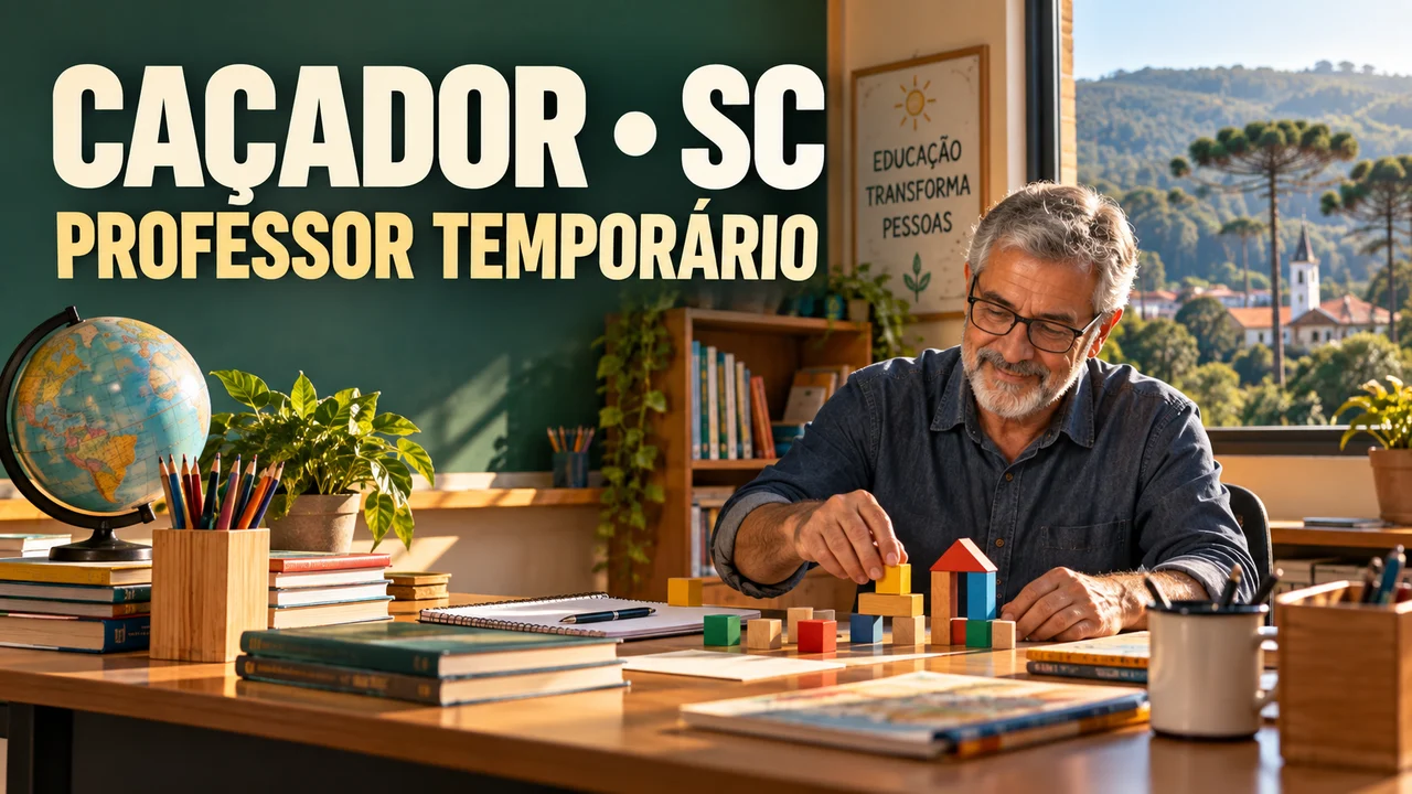 Capa ilustrativa: CAÇADOR • SC. PROFESSOR TEMPORÁRIO