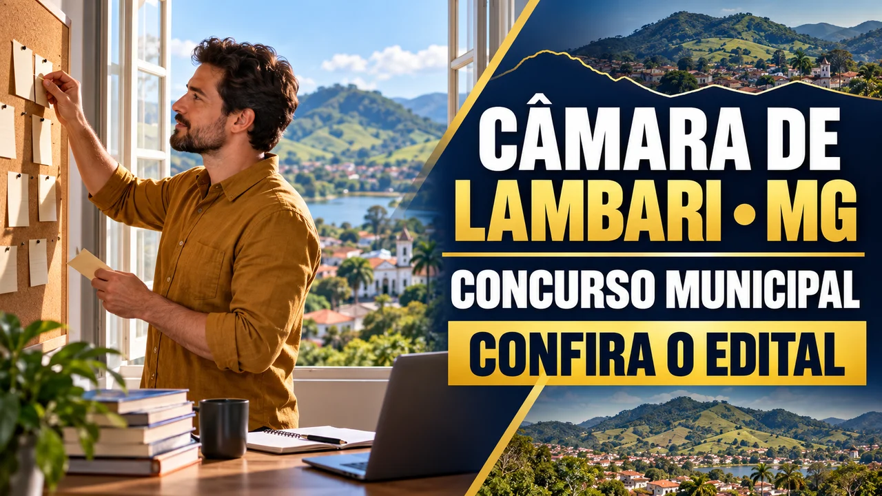 Capa ilustrativa: CÂMARA DE LAMBARI • MG. CONCURSO MUNICIPAL. CONFIRA O EDITAL