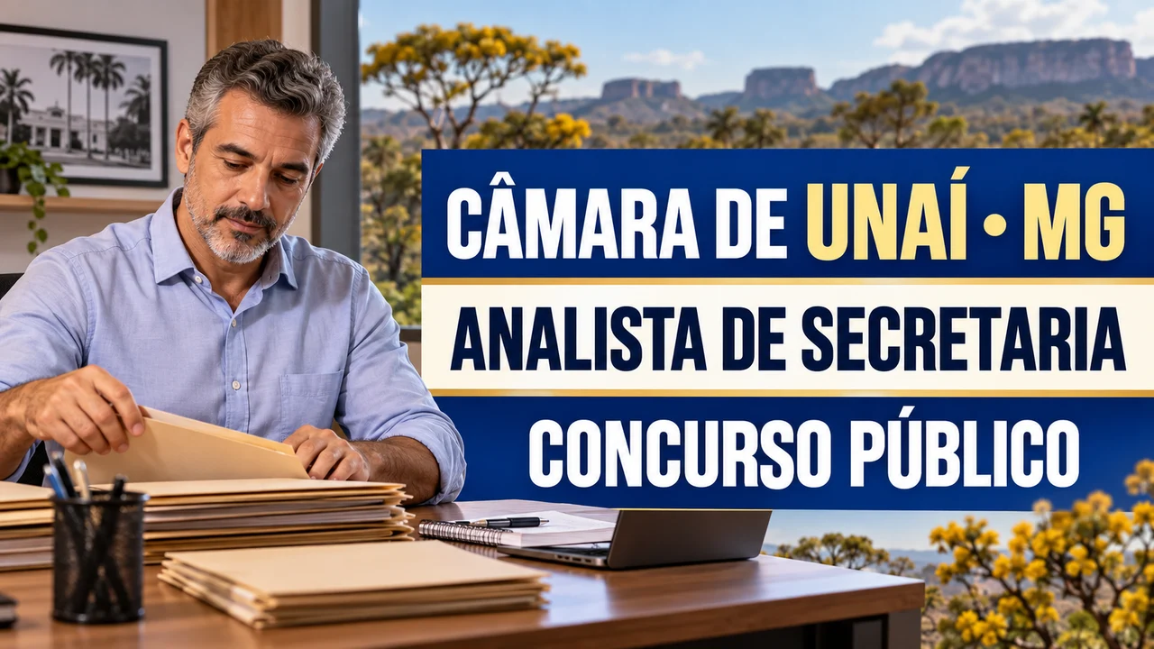 Capa ilustrativa: CÂMARA DE UNAÍ • MG. ANALISTA DE SECRETARIA. CONCURSO PÚBLICO