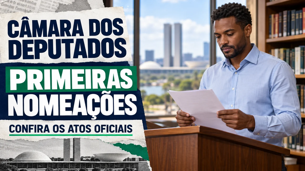 Capa ilustrativa: CÂMARA DOS DEPUTADOS. PRIMEIRAS NOMEAÇÕES. CONFIRA OS ATOS OFICIAIS