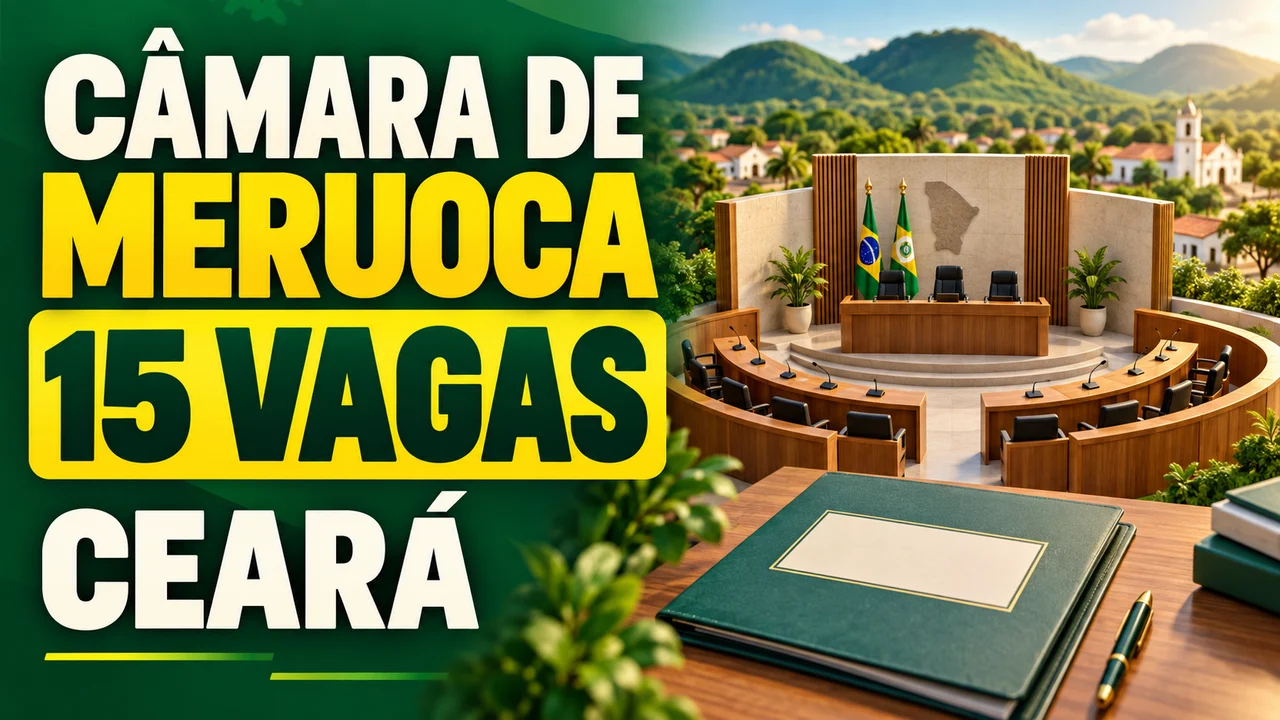 Capa ilustrativa: CÂMARA DE MERUOCA. 15 VAGAS. CEARÁ