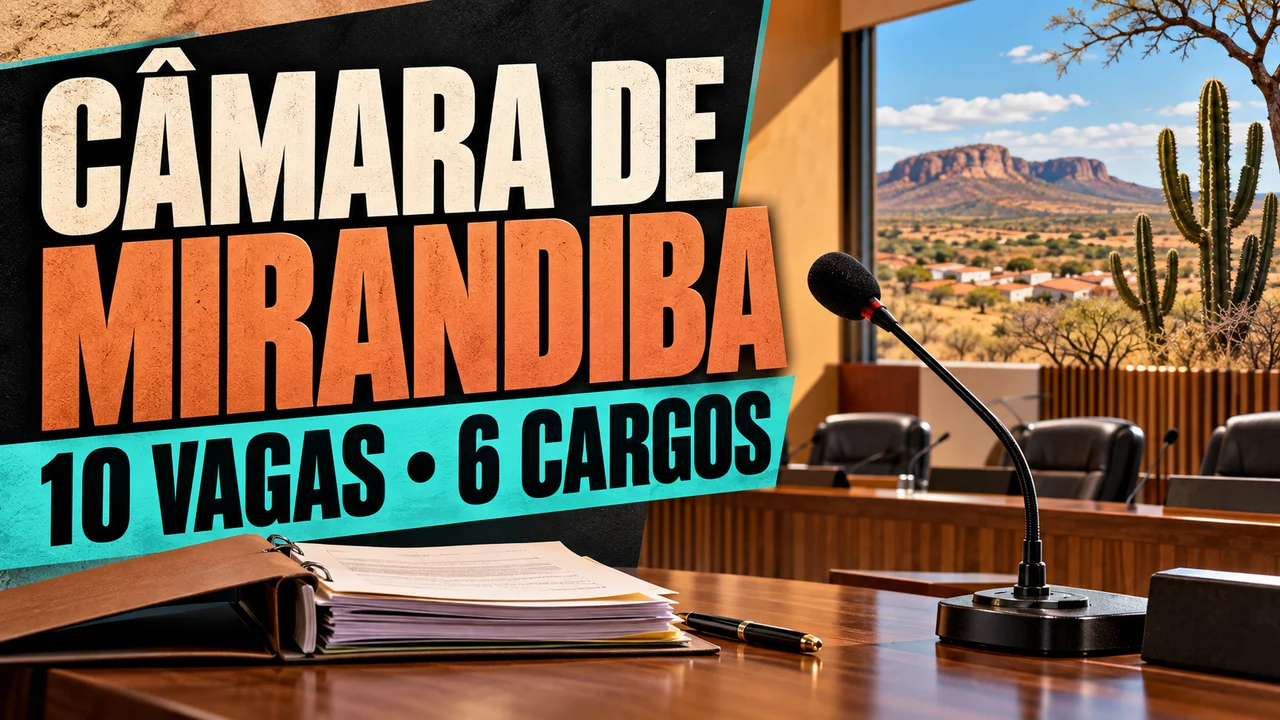 Capa ilustrativa: CÂMARA DE MIRANDIBA. 10 VAGAS • 6 CARGOS