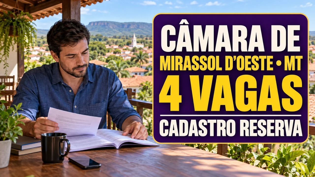 Capa ilustrativa: CÂMARA DE MIRASSOL D’OESTE • MT. 4 VAGAS. CADASTRO RESERVA