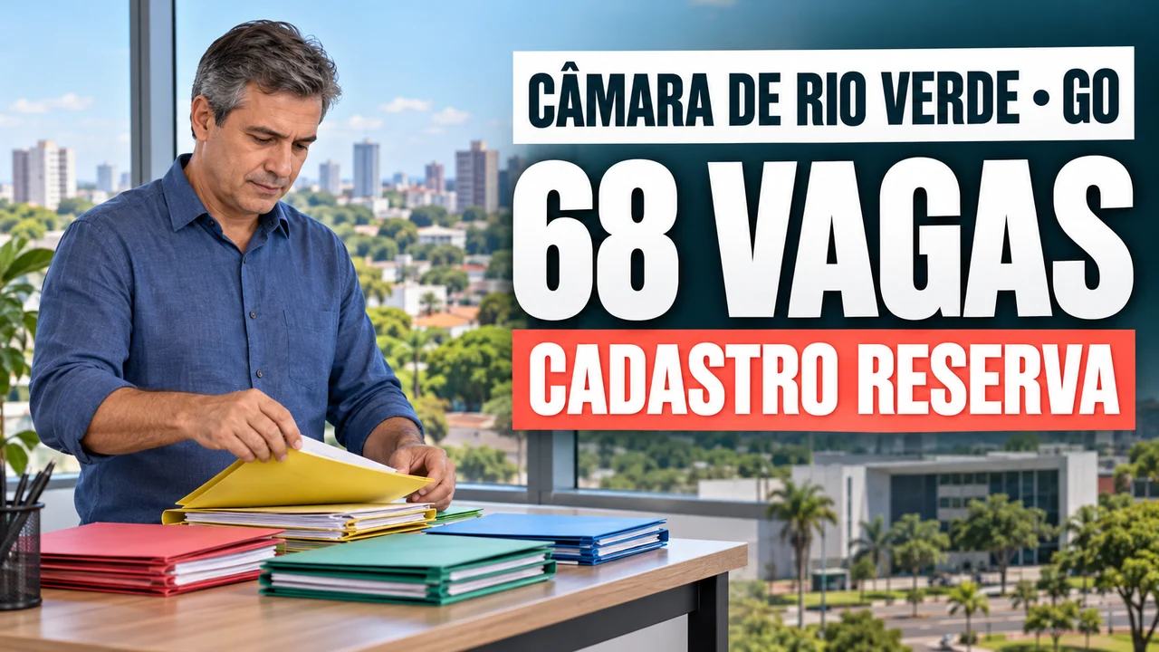 Capa ilustrativa: CÂMARA DE RIO VERDE • GO. 68 VAGAS. CADASTRO RESERVA