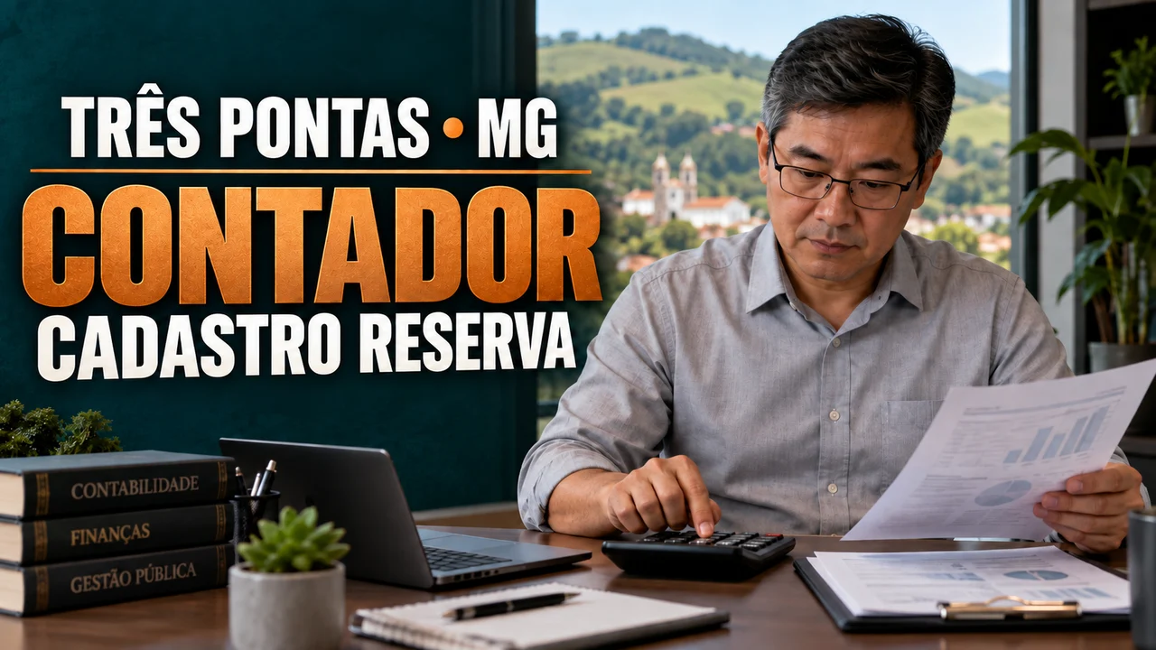 Capa ilustrativa: TRÊS PONTAS • MG. CONTADOR. CADASTRO RESERVA
