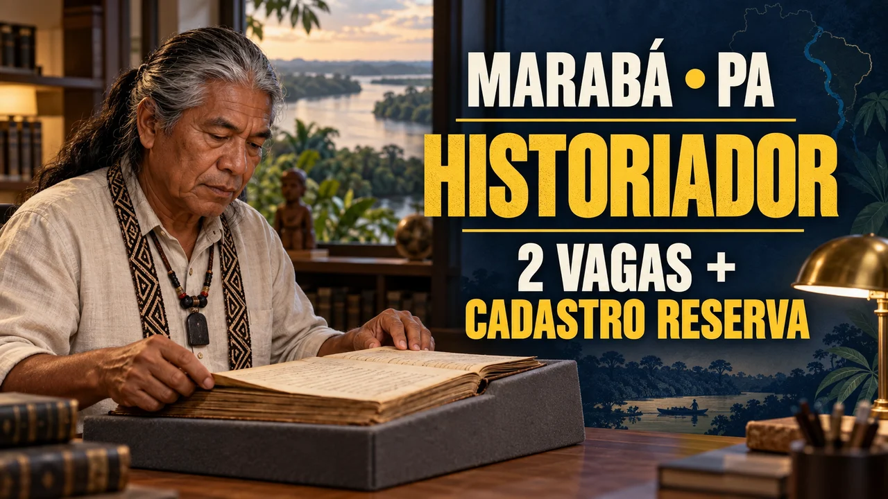 Capa ilustrativa: MARABÁ • PA. HISTORIADOR. 2 VAGAS + CADASTRO RESERVA