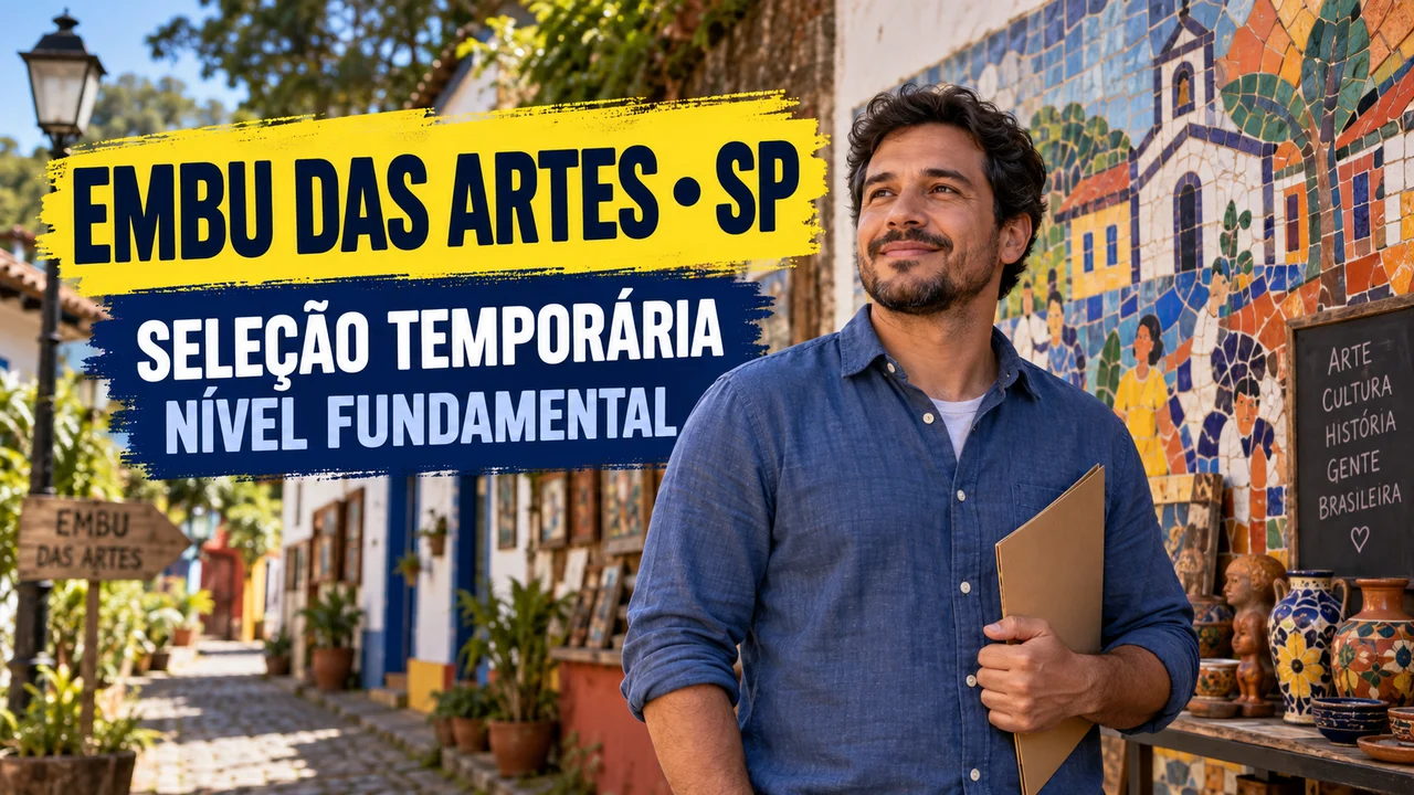 Capa ilustrativa: EMBU DAS ARTES • SP. SELEÇÃO TEMPORÁRIA. NÍVEL FUNDAMENTAL