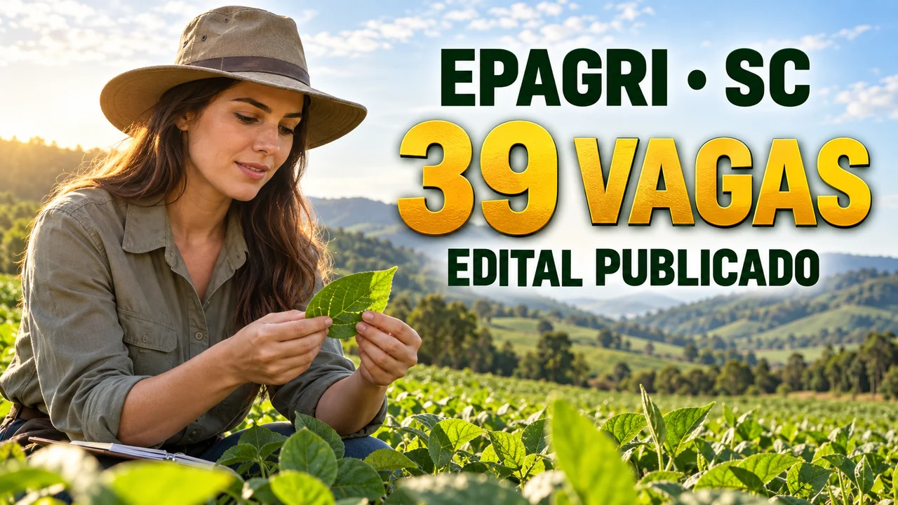 Capa ilustrativa: EPAGRI • SC. 39 VAGAS. EDITAL PUBLICADO