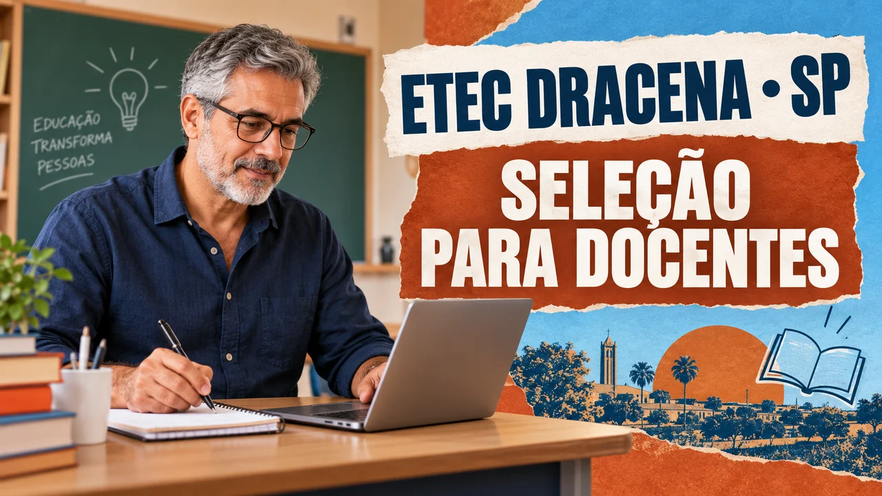 Capa ilustrativa: ETEC DRACENA • SP. SELEÇÃO PARA DOCENTES