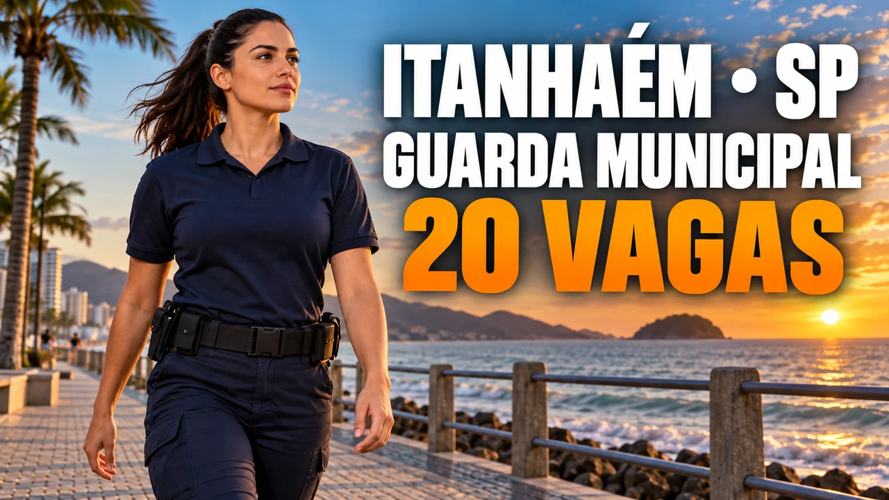 Capa ilustrativa: ITANHAÉM • SP. GUARDA MUNICIPAL. 20 VAGAS