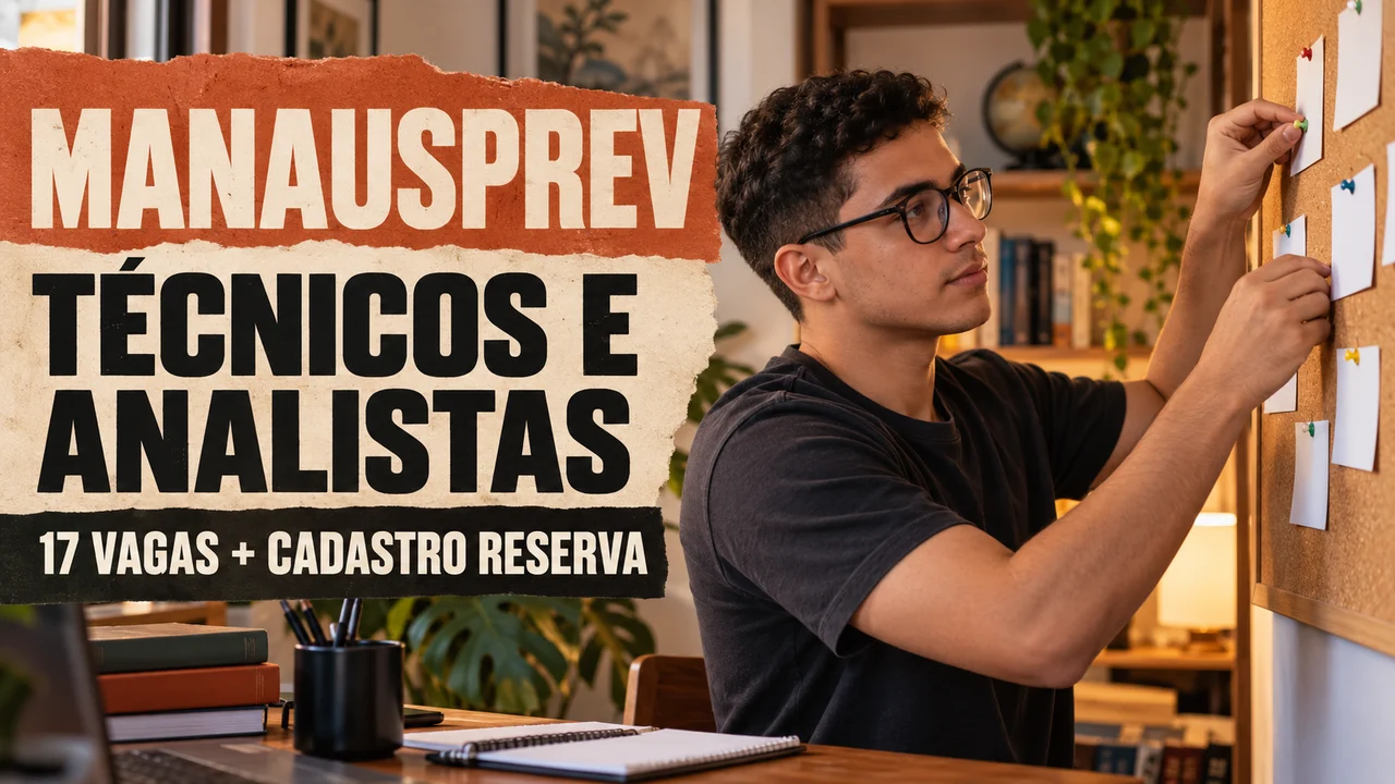 Capa ilustrativa: MANAUSPREV. TÉCNICOS E ANALISTAS. 17 VAGAS + CADASTRO RESERVA