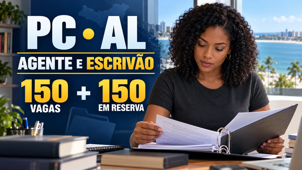 Capa ilustrativa: PC • AL. AGENTE E ESCRIVÃO. 150 VAGAS + 150 EM RESERVA