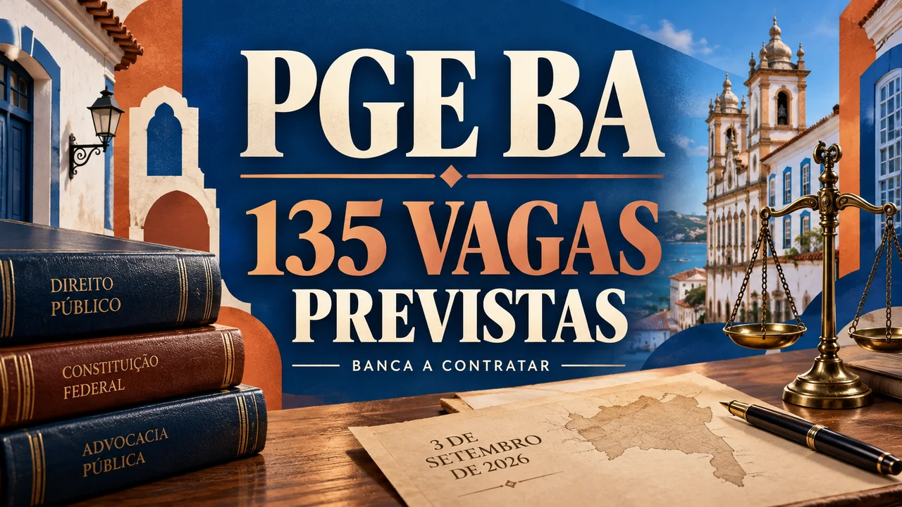 Capa ilustrativa: PGE BA. 135 VAGAS PREVISTAS