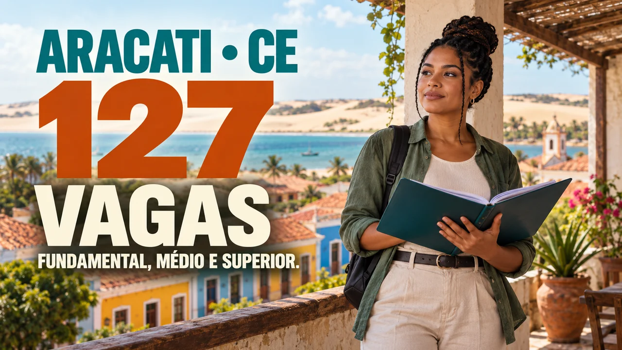 Capa ilustrativa: ARACATI • CE. 127 VAGAS. FUNDAMENTAL, MÉDIO E SUPERIOR