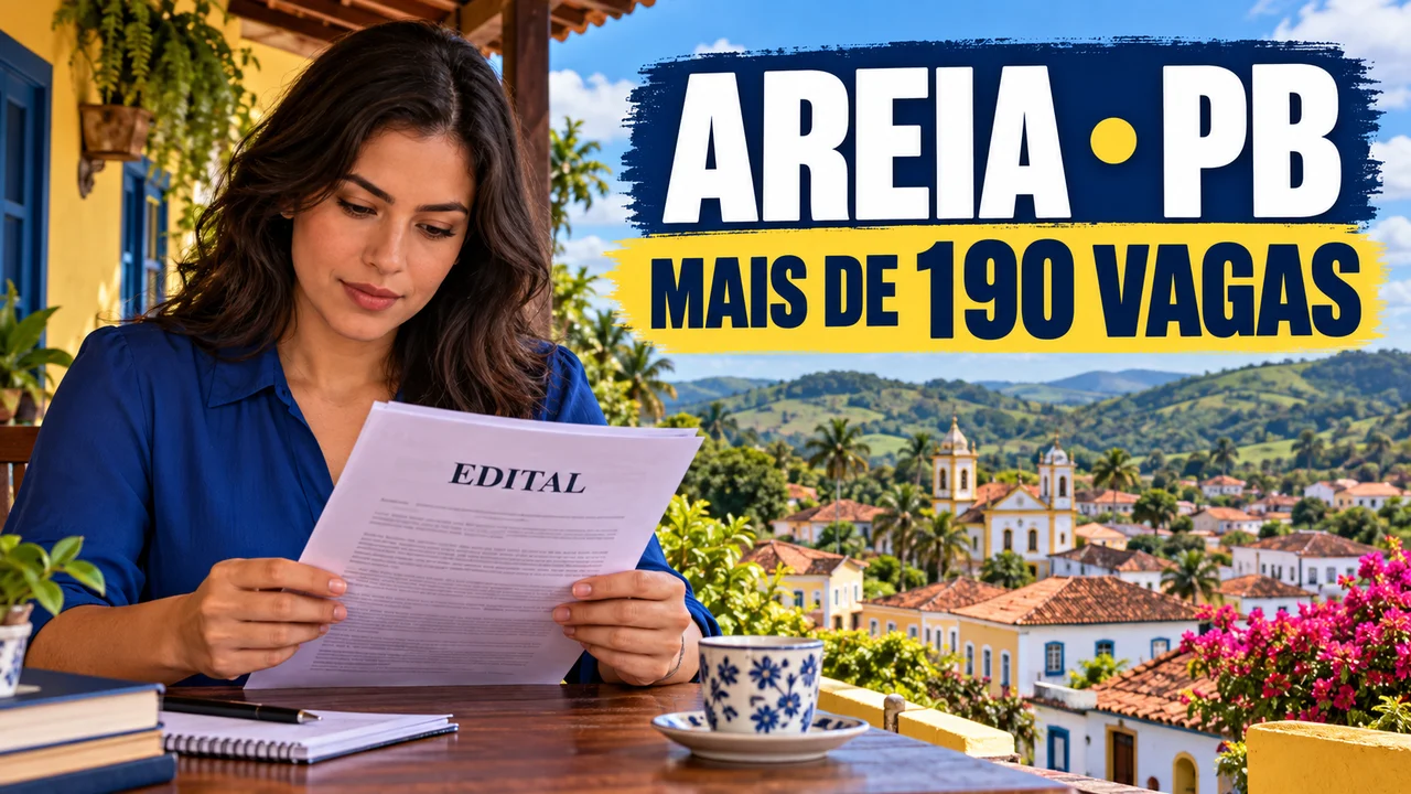 Capa ilustrativa: AREIA • PB. MAIS DE 190 VAGAS