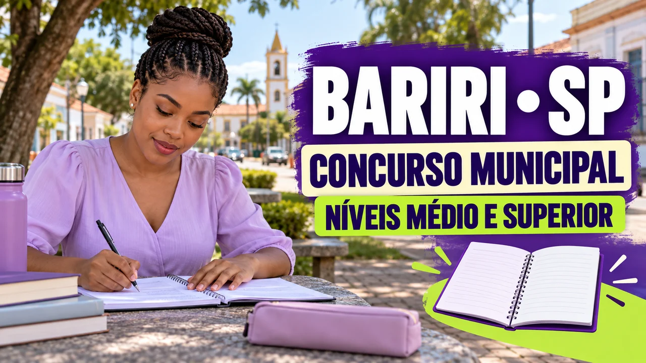 Capa ilustrativa: BARIRI • SP. CONCURSO MUNICIPAL. NÍVEIS MÉDIO E SUPERIOR