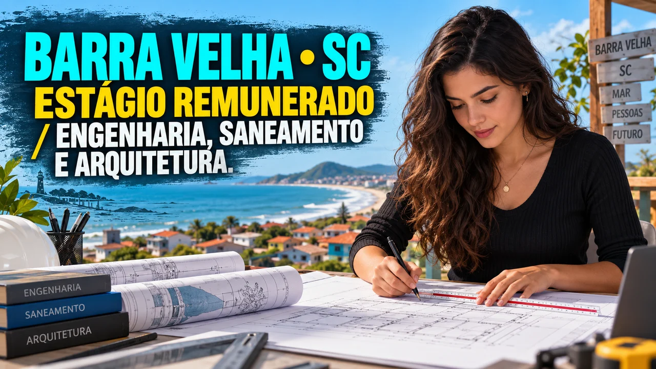 Capa ilustrativa: BARRA VELHA • SC. ESTÁGIO REMUNERADO. ENGENHARIA, SANEAMENTO E ARQUITETURA