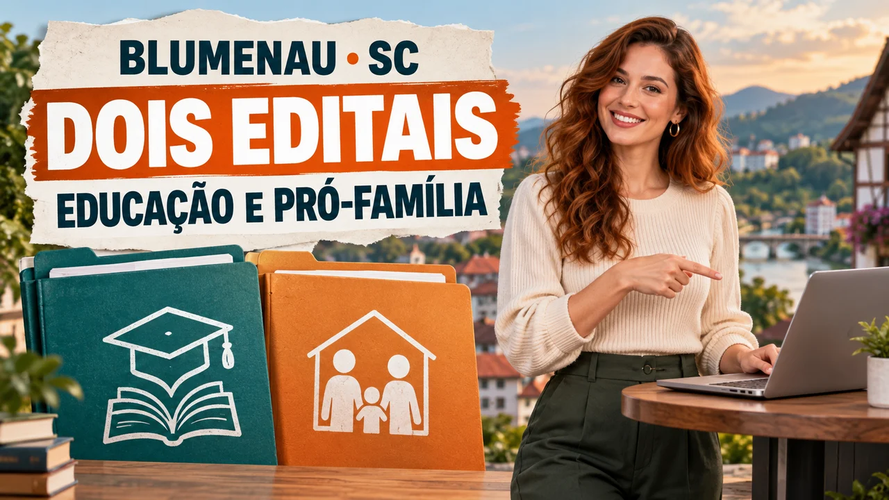 Capa ilustrativa: BLUMENAU • SC. DOIS EDITAIS. EDUCAÇÃO E PRÓ-FAMÍLIA