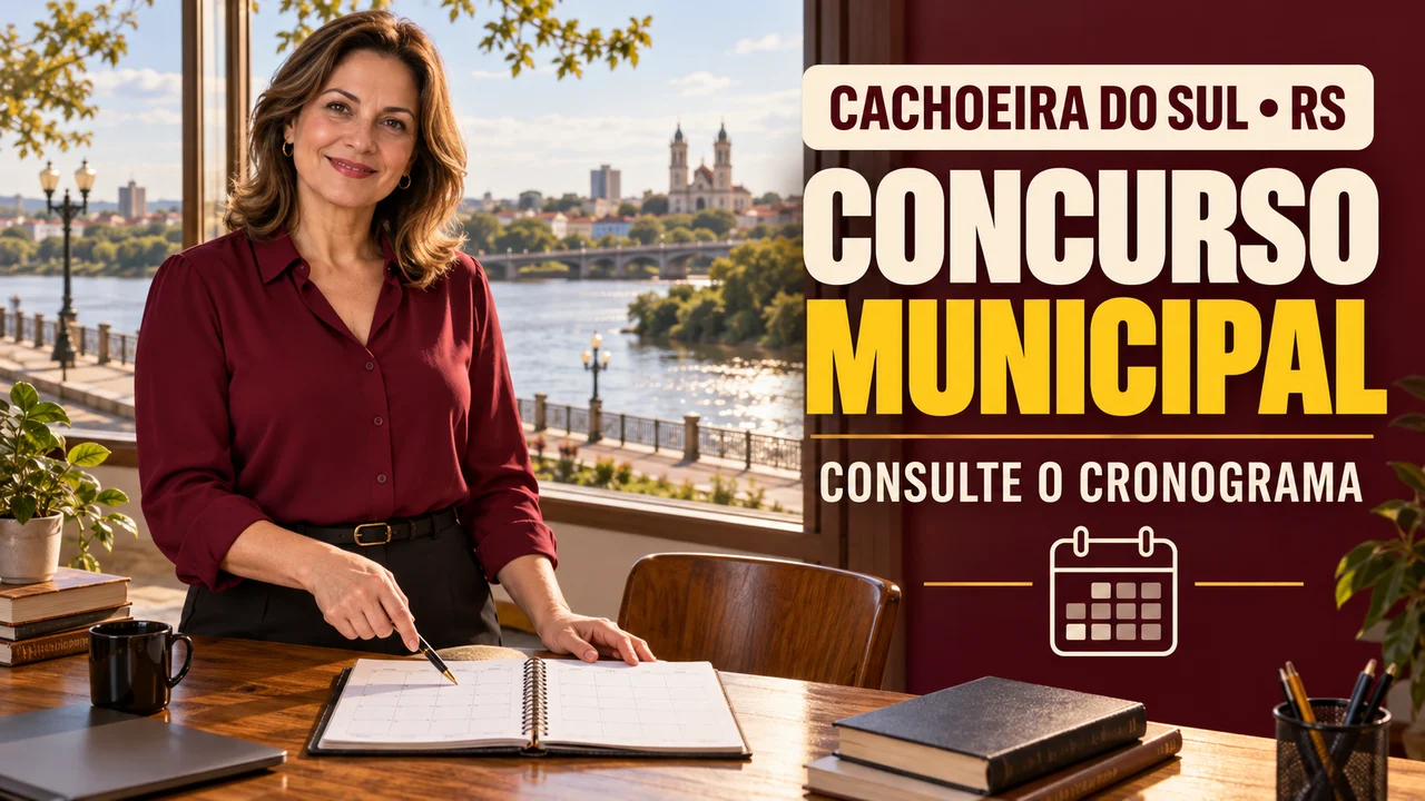 Capa ilustrativa: CACHOEIRA DO SUL • RS. CONCURSO MUNICIPAL. CONSULTE O CRONOGRAMA