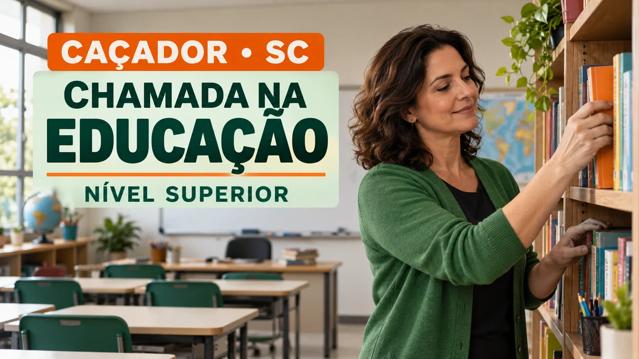 Capa ilustrativa: CAÇADOR • SC. CHAMADA NA EDUCAÇÃO. NÍVEL SUPERIOR