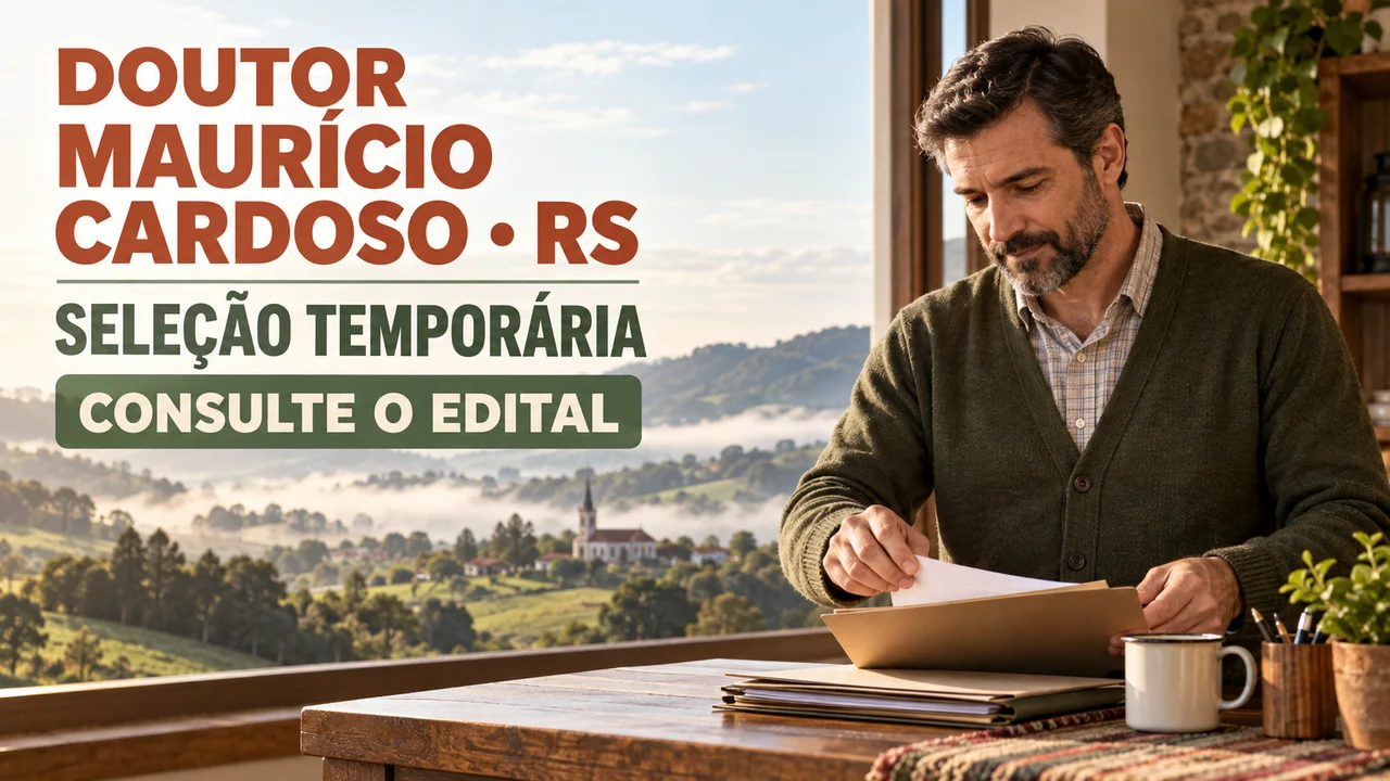 Capa ilustrativa: DOUTOR MAURÍCIO CARDOSO • RS. SELEÇÃO TEMPORÁRIA. CONSULTE O EDITAL