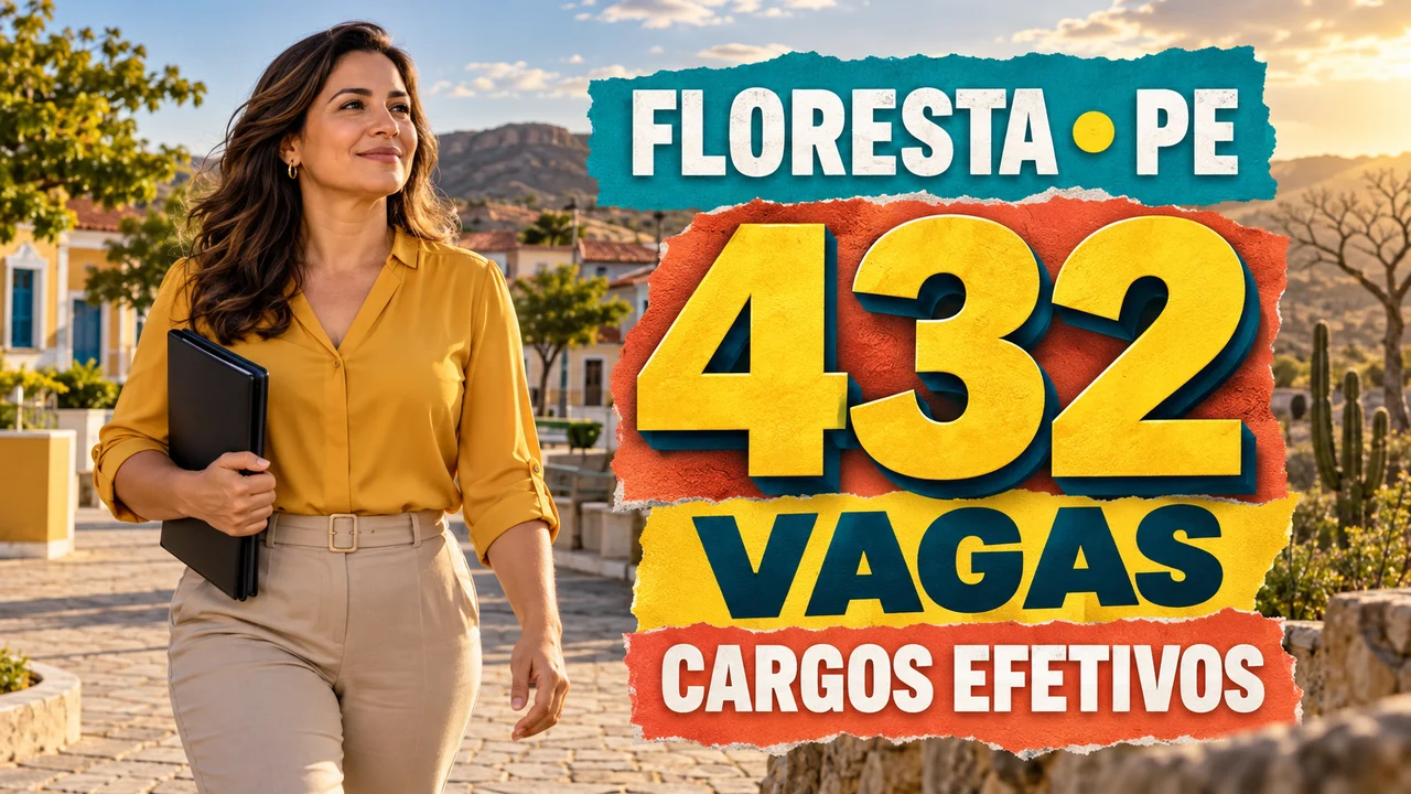 Capa ilustrativa: FLORESTA • PE. 432 VAGAS. CARGOS EFETIVOS