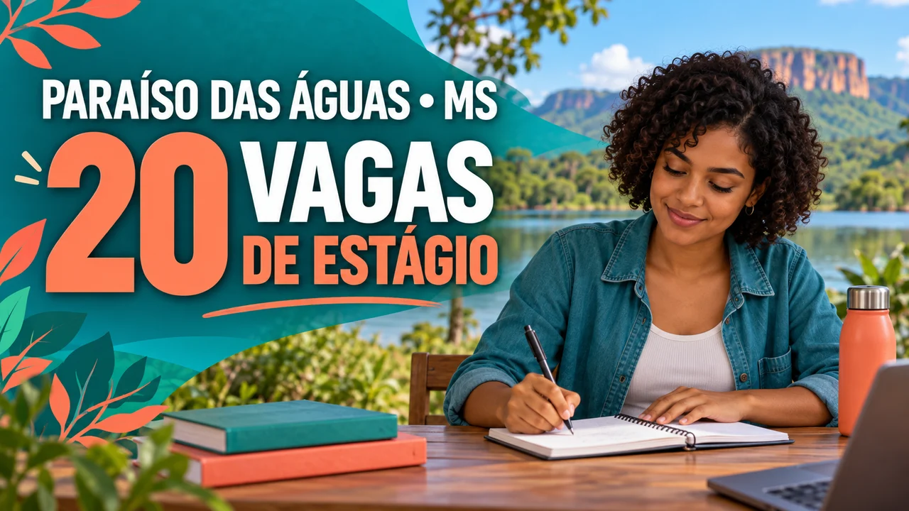 Capa ilustrativa: PARAÍSO DAS ÁGUAS • MS. 20 VAGAS. DE ESTÁGIO