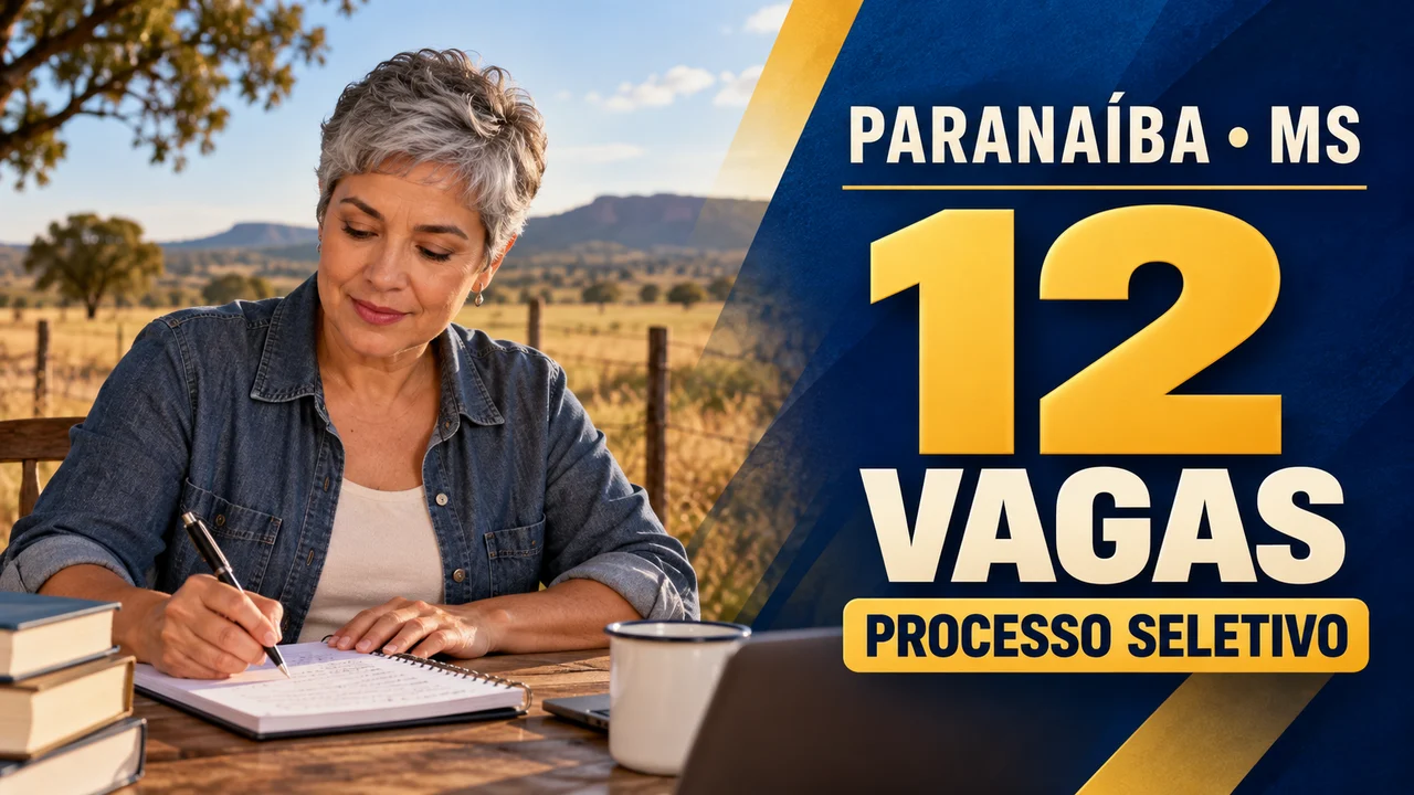 Capa ilustrativa: PARANAÍBA • MS. 12 VAGAS. PROCESSO SELETIVO