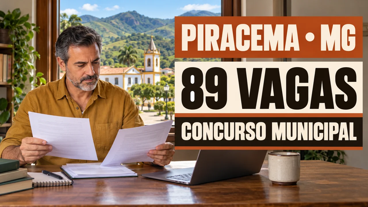 Capa ilustrativa: PIRACEMA • MG. 89 VAGAS. CONCURSO MUNICIPAL