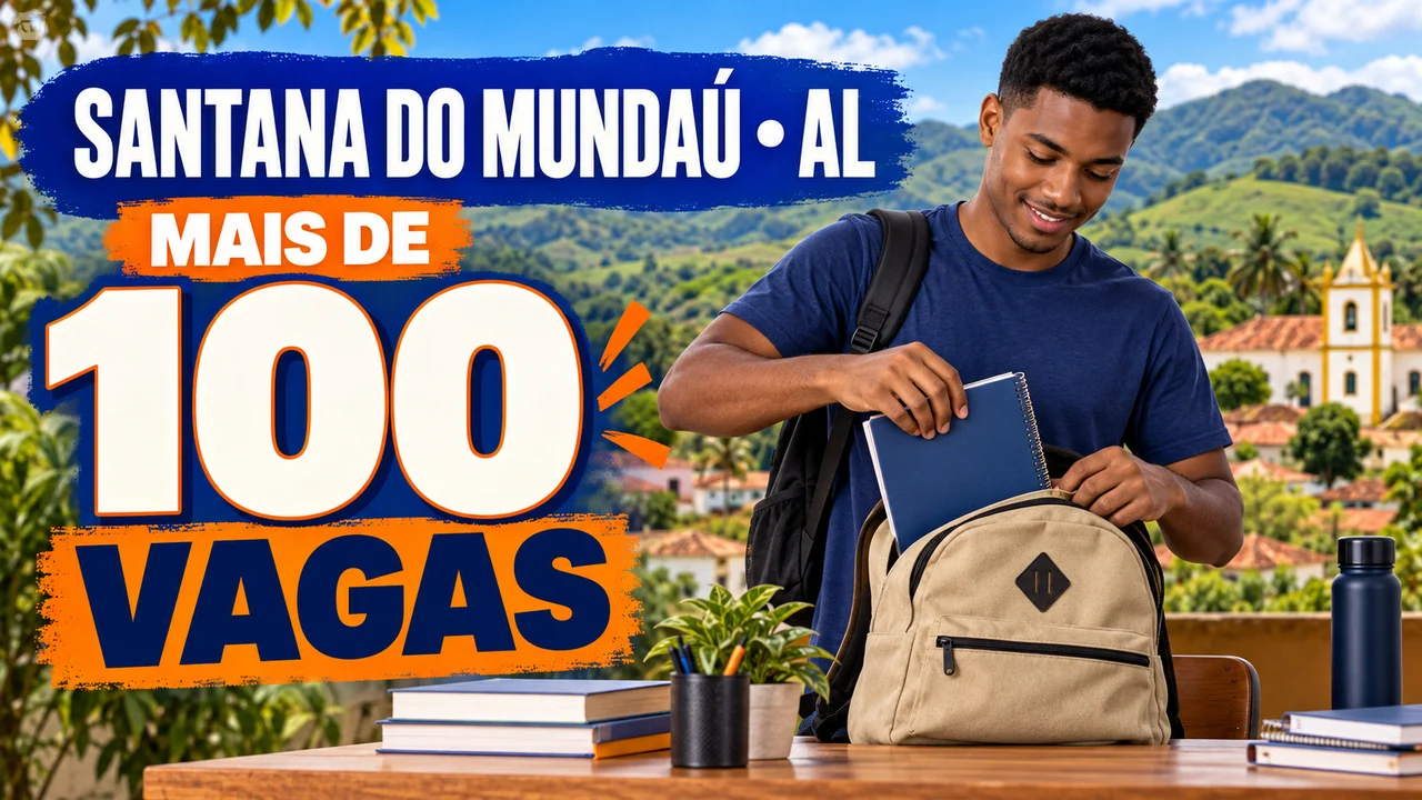 Capa ilustrativa: SANTANA DO MUNDAÚ • AL. MAIS DE 100 VAGAS