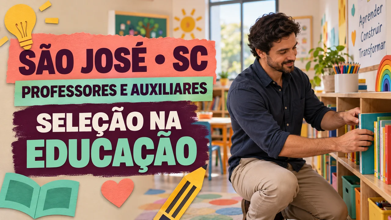 Capa ilustrativa: SÃO JOSÉ • SC. PROFESSORES E AUXILIARES. SELEÇÃO NA EDUCAÇÃO