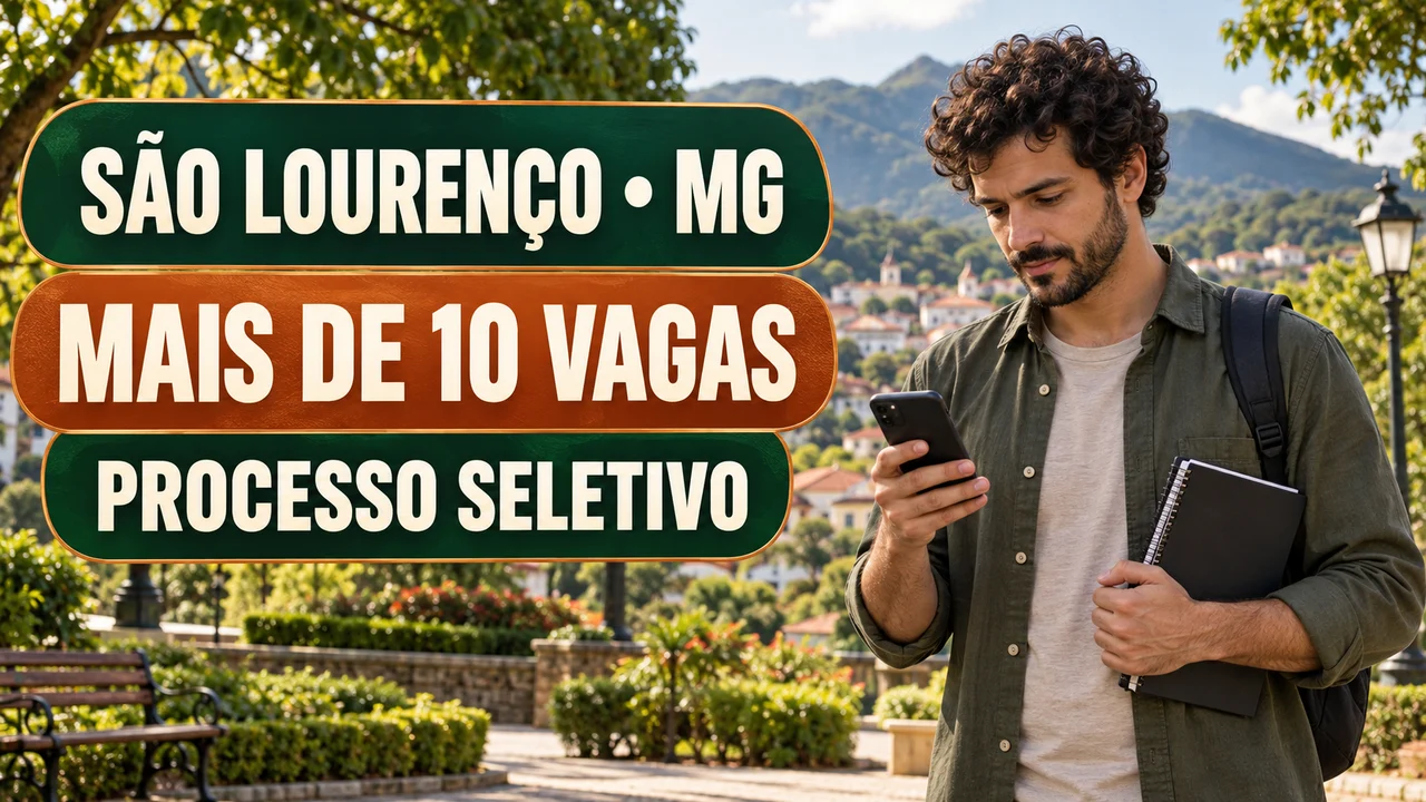 Capa ilustrativa: SÃO LOURENÇO • MG. MAIS DE 10 VAGAS. PROCESSO SELETIVO