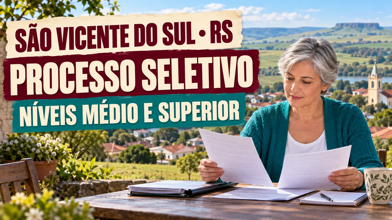 Capa ilustrativa: SÃO VICENTE DO SUL • RS. PROCESSO SELETIVO. NÍVEIS MÉDIO E SUPERIOR