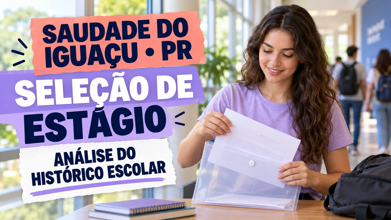 Capa ilustrativa: SAUDADE DO IGUAÇU • PR. SELEÇÃO DE ESTÁGIO. ANÁLISE DO HISTÓRICO ESCOLAR