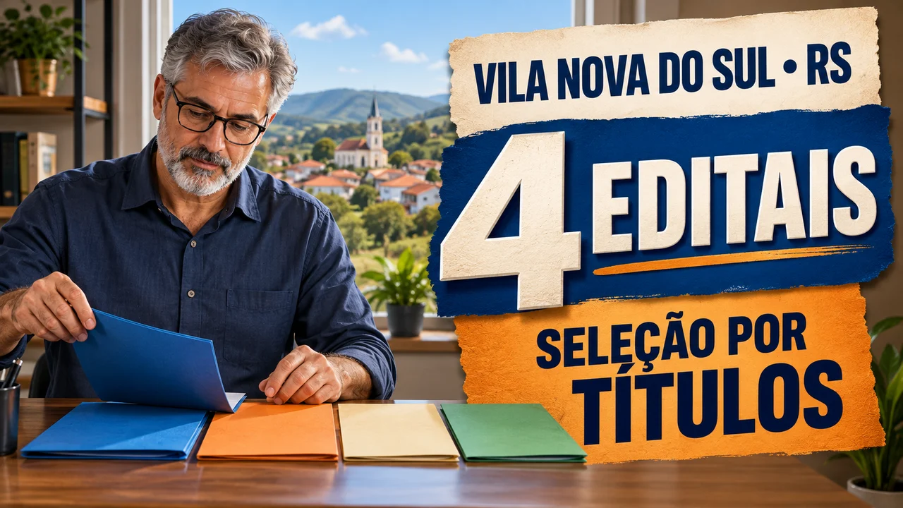 Capa ilustrativa: VILA NOVA DO SUL • RS. 4 EDITAIS. SELEÇÃO POR TÍTULOS