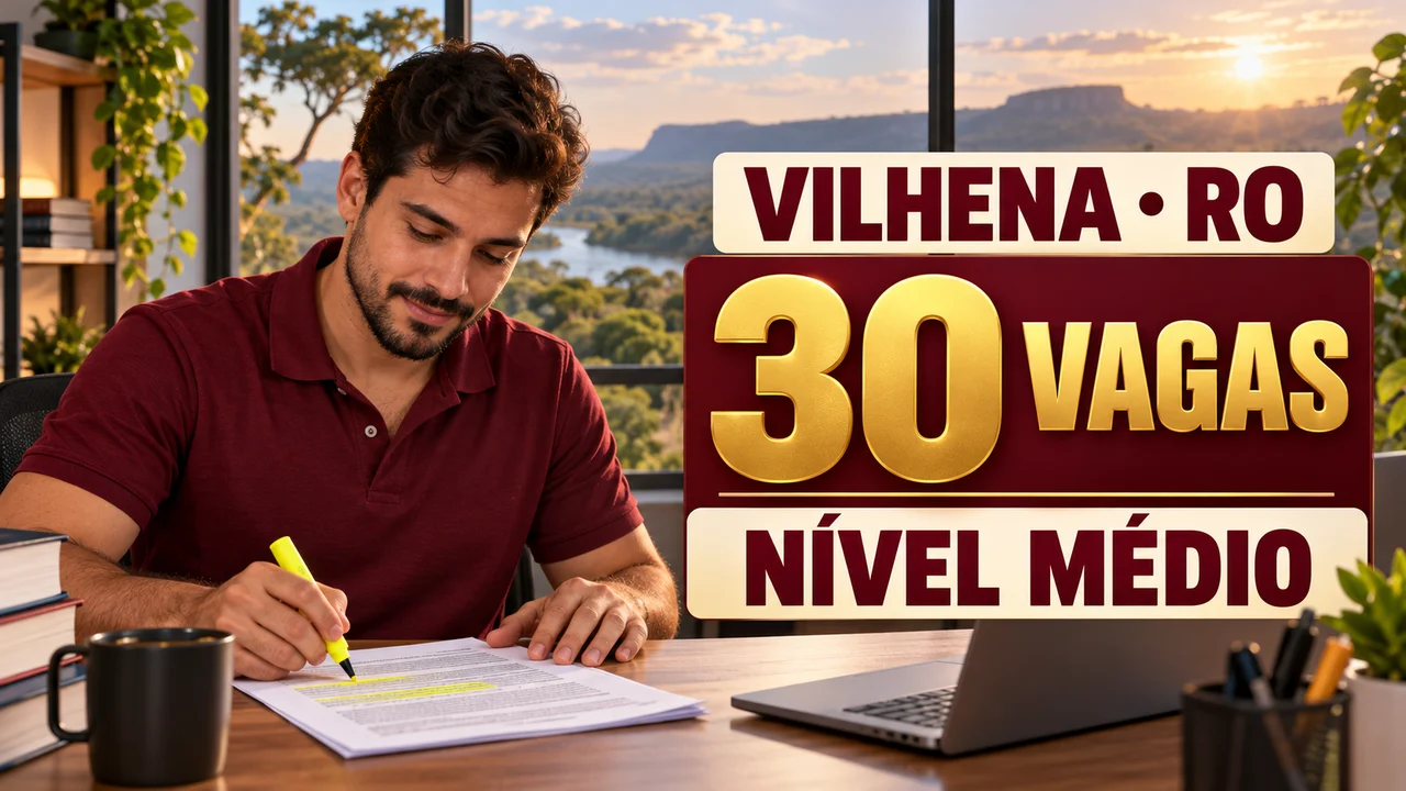 Capa ilustrativa: VILHENA • RO. 30 VAGAS. NÍVEL MÉDIO