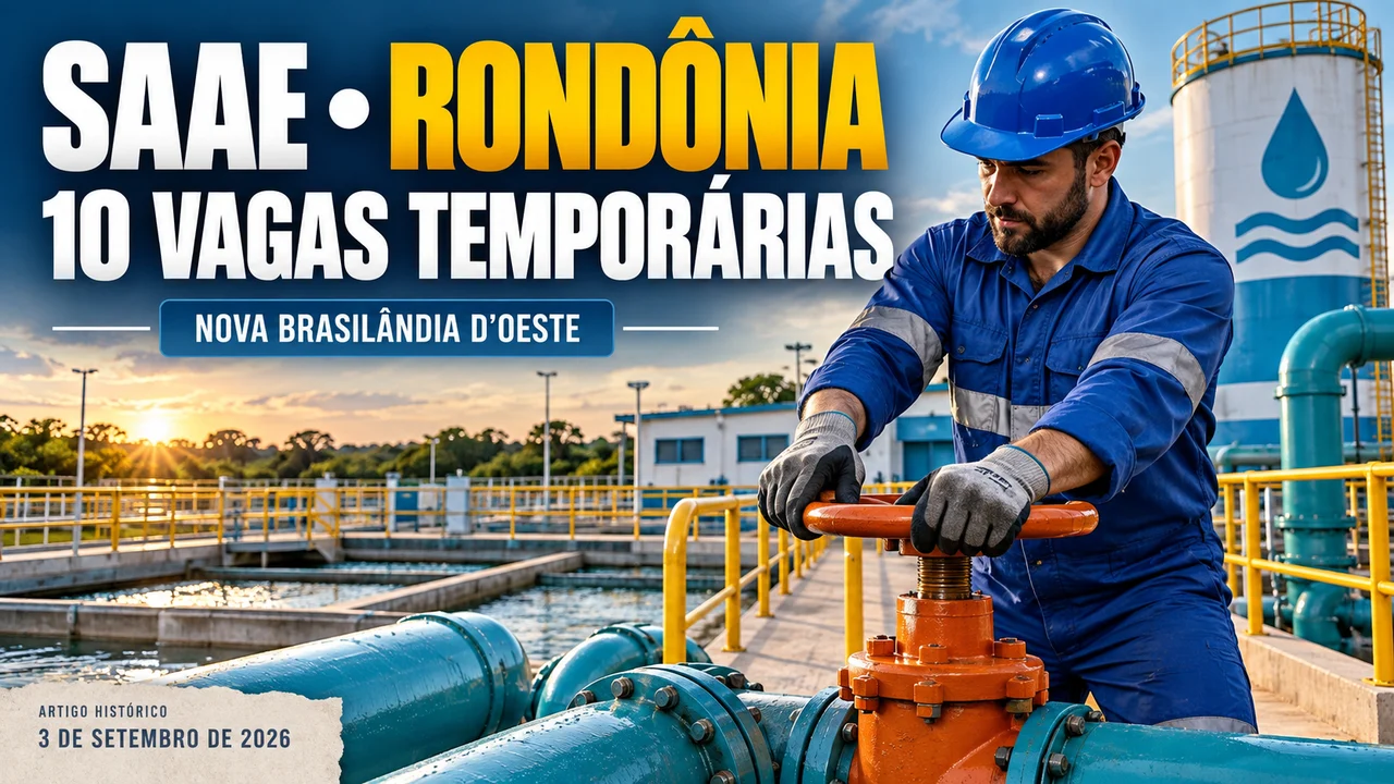 Capa ilustrativa: SAAE • RONDÔNIA. 10 VAGAS TEMPORÁRIAS