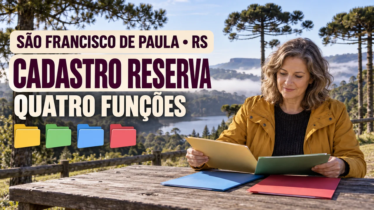 Capa ilustrativa: SÃO FRANCISCO DE PAULA • RS. CADASTRO RESERVA. QUATRO FUNÇÕES