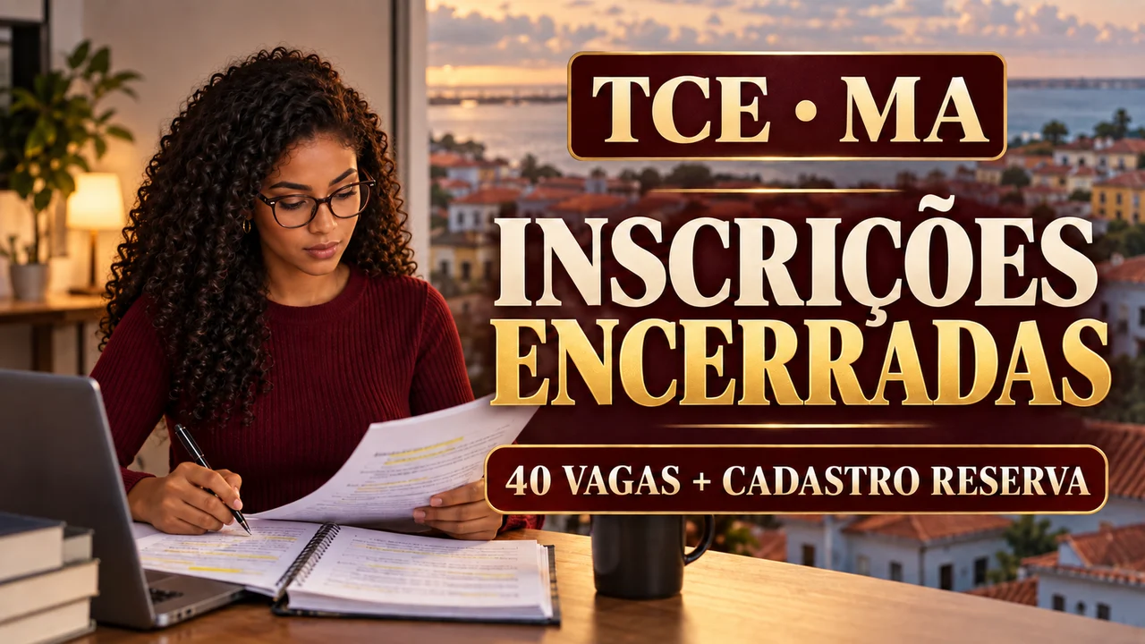 Capa ilustrativa: TCE • MA. INSCRIÇÕES ENCERRADAS. 40 VAGAS + CADASTRO RESERVA