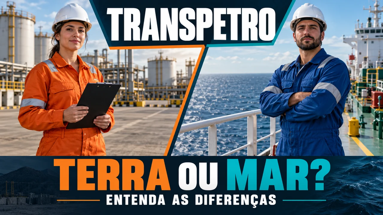 Capa ilustrativa: TRANSPETRO. TERRA OU MAR?. ENTENDA AS DIFERENÇAS