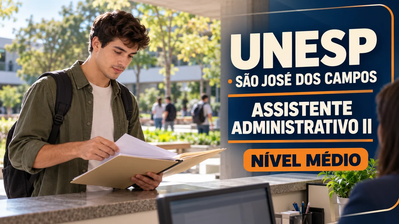 Capa ilustrativa: UNESP • SÃO JOSÉ DOS CAMPOS. ASSISTENTE ADMINISTRATIVO II. NÍVEL MÉDIO