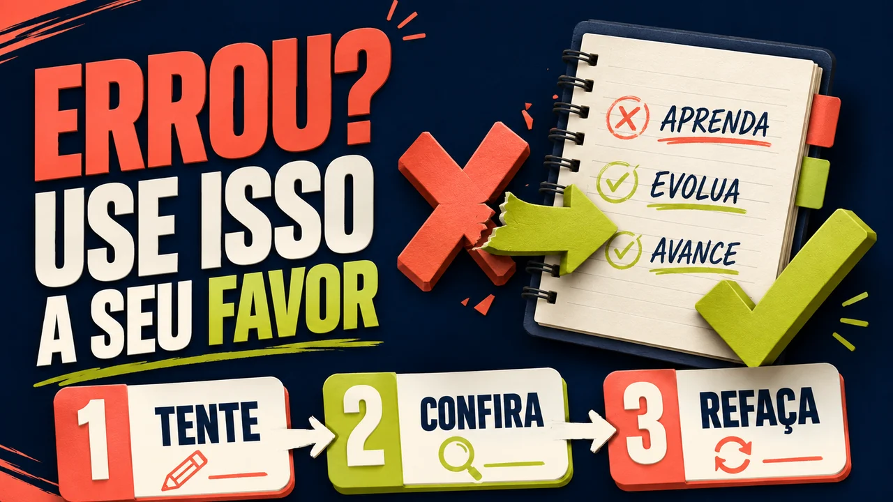 Infográfico: Errou? Use isso a seu favor: tente, confira e refaça.